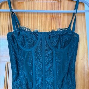SHEIN Teal Lace Bustier Top
